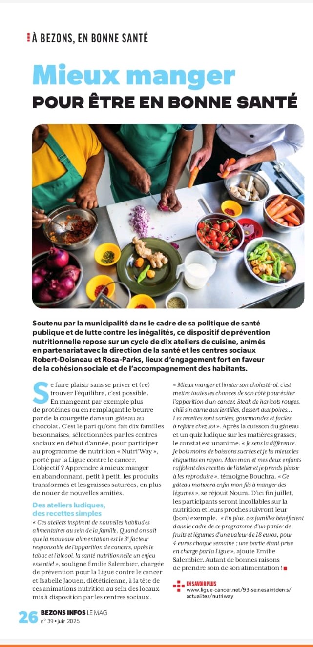 Article Nutriway dans le journal de Bezons