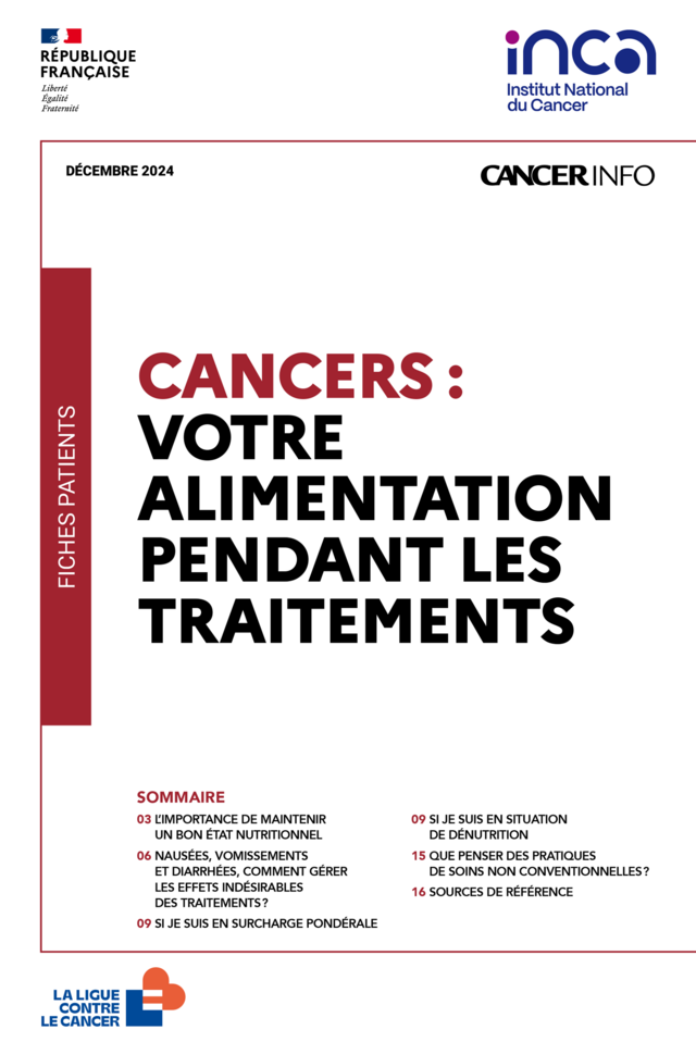 Brochure - Cancers : votre alimentation pendant les traitements