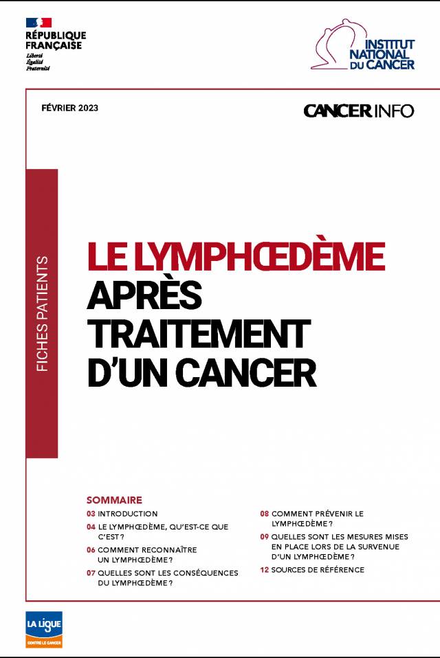 Brochure - Le lymphœdème après traitement d'un cancer