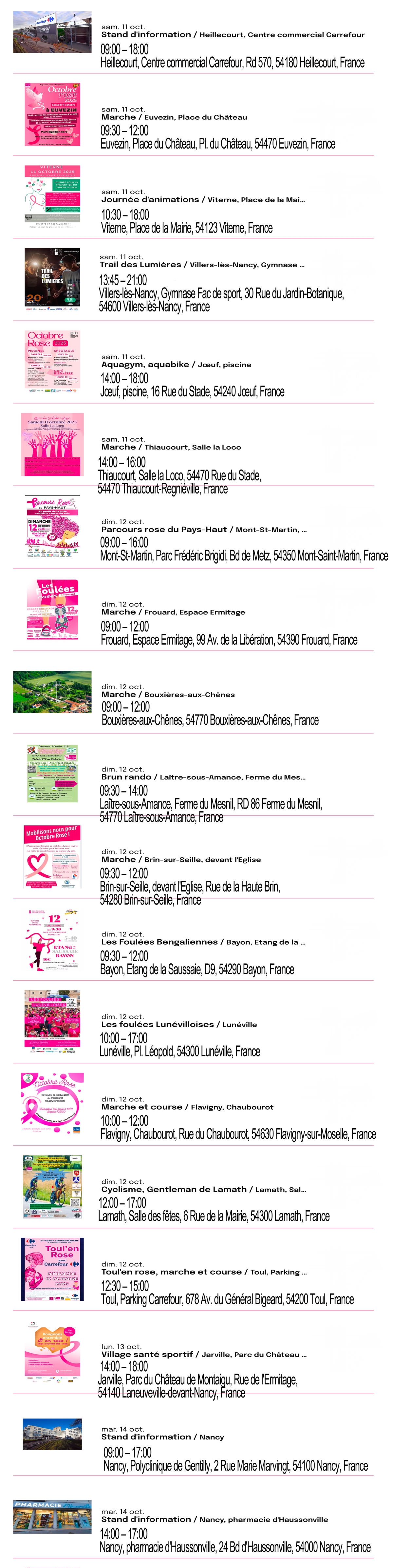 Programme octobre rose 2025