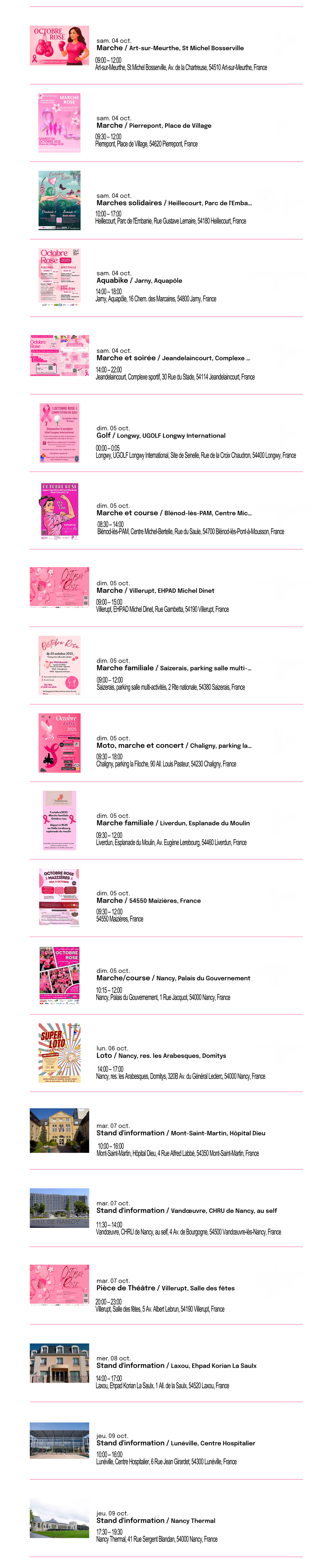 Programme Octobre Rose 2025