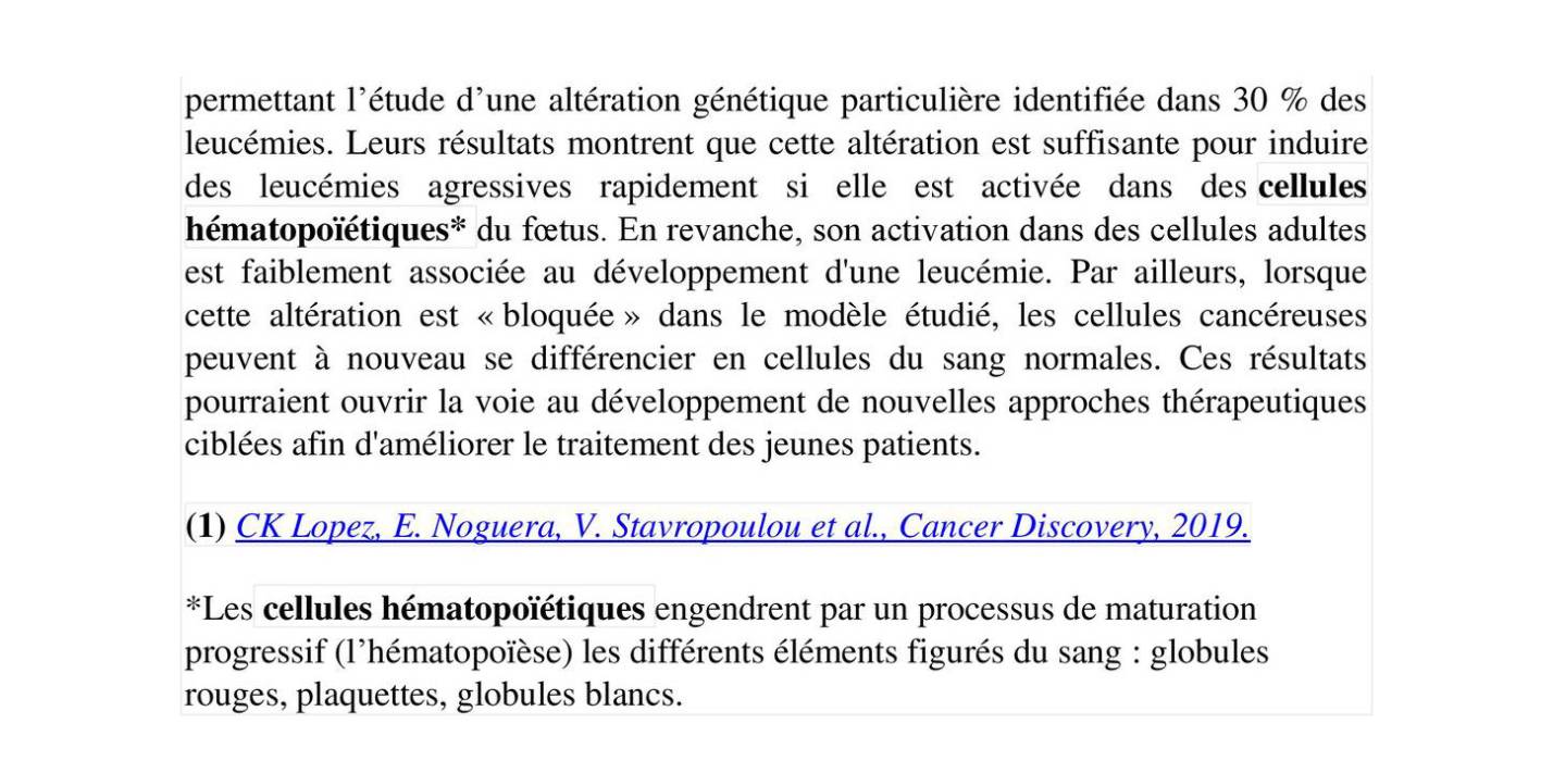 Pourquoi certaines leucémies touchent uniquement les enfants ?