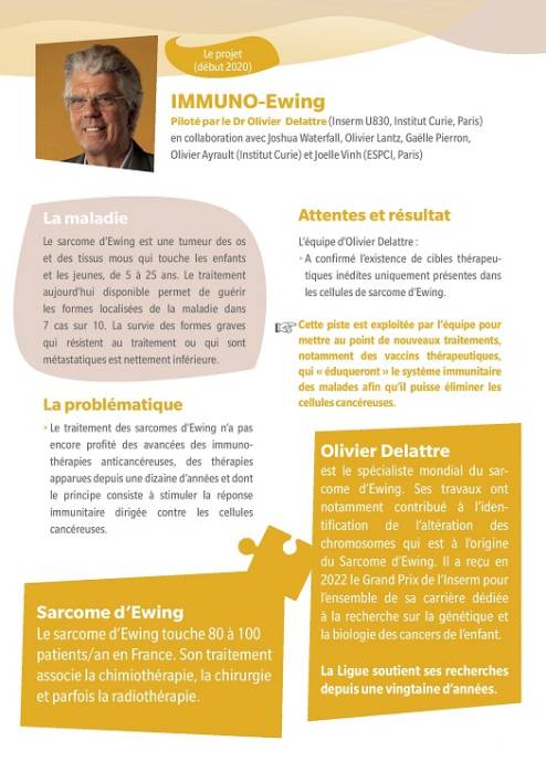 Flash sur les travaux du Dr Olivier DELATTRE sur les cancers pédiatriques, menés avec le soutien de la Ligue contre le cancer.