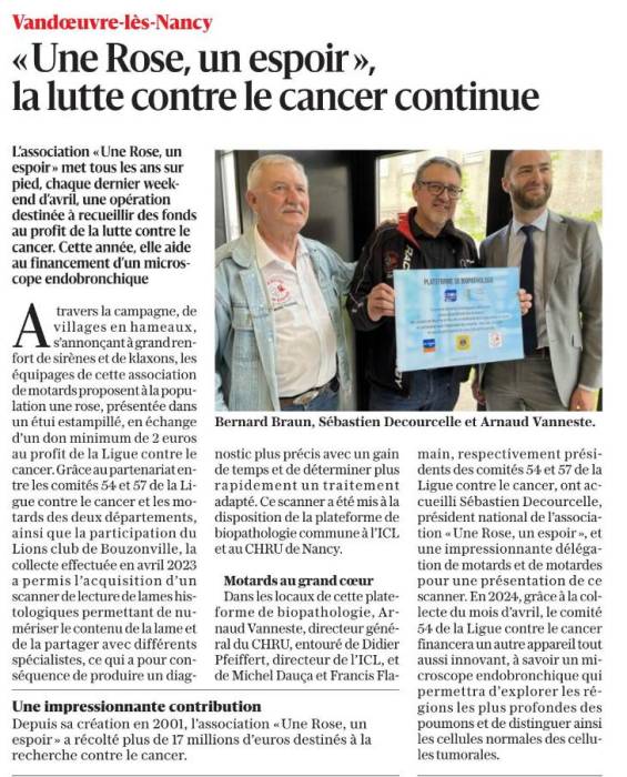 article dans L'Est Républicain sur l'inauguration du tout nouveau scanner de lames histologiques au CHRU de Nancy