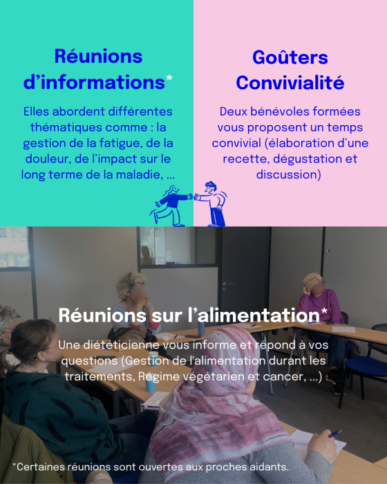 Réunions d'informations, gouters convivialités, réunion sur l'alimentation