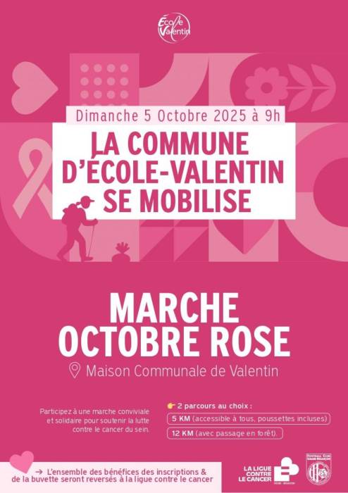 Affiche Octobre Rose 2025 Ecole Valentin