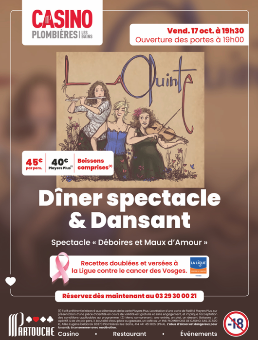 Diner spectacle et dansant à Plombière les bains