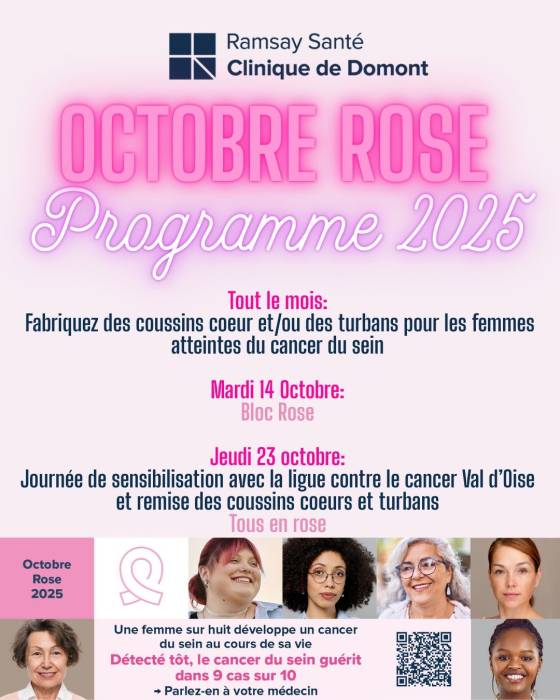 Affiche octobre rose 2025 clinique Domont