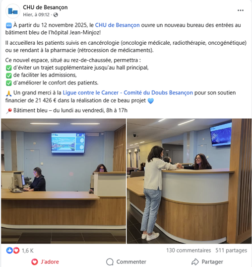 Post Facebook CHU Besançon