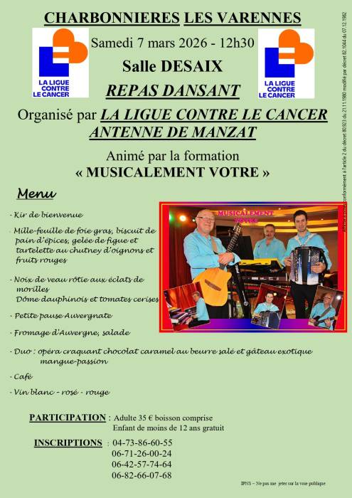 Repas dansant à Charbonnières-les-Varennes