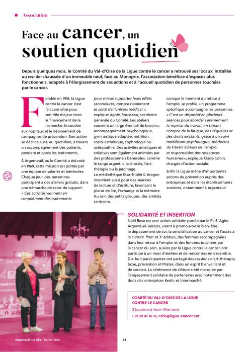 Page sur le CD 95 dans le magazine d'Argenteuil février 2026