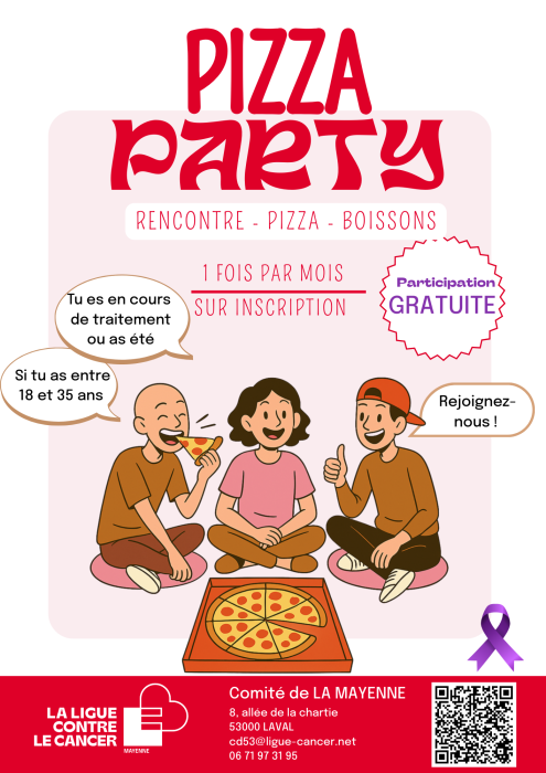 Soirée d'échange entre patients de 18 à 35 ans atour d'une pizza
