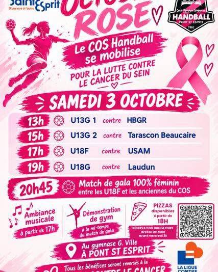 Affiche Octobre Rose Match Handball Pont-Saint-Esprit
