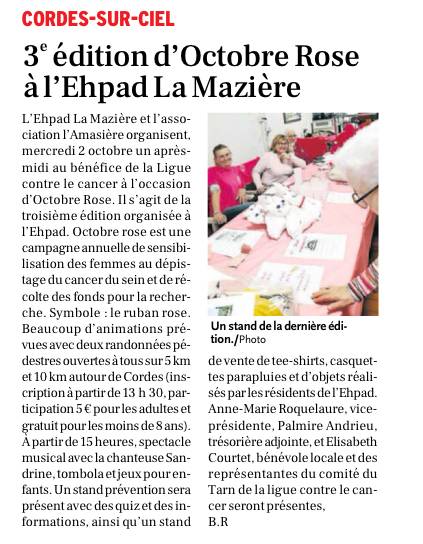 Article - Octobre Rose 2024 Tarn
