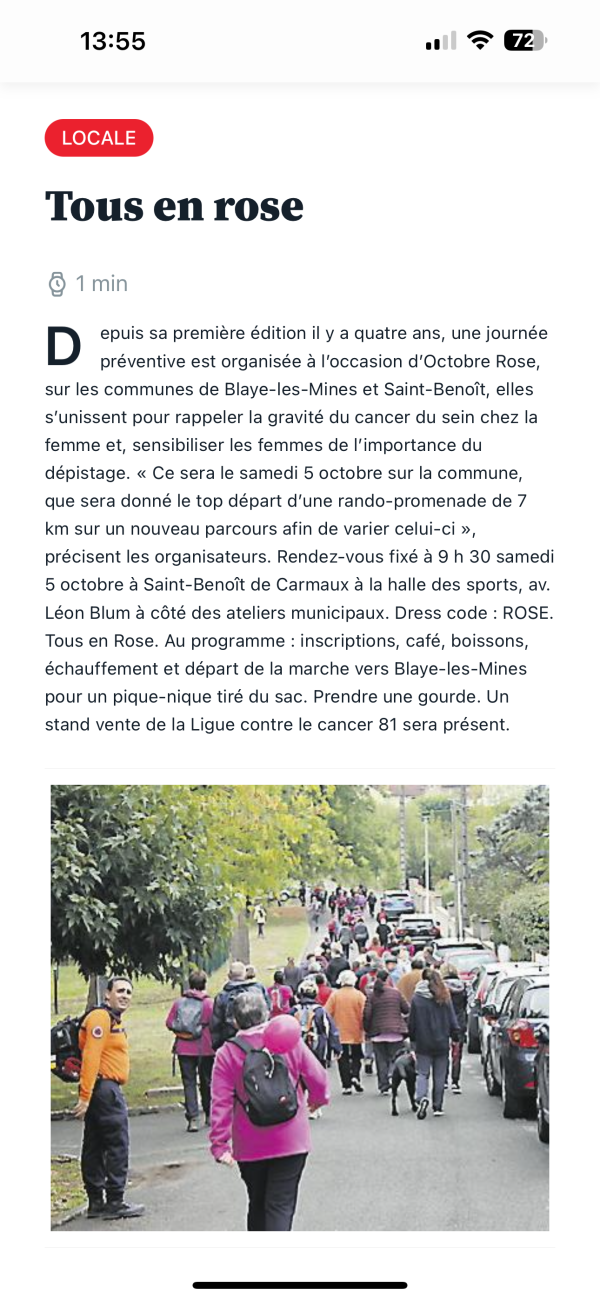 Article - Octobre Rose 2024 Tarn