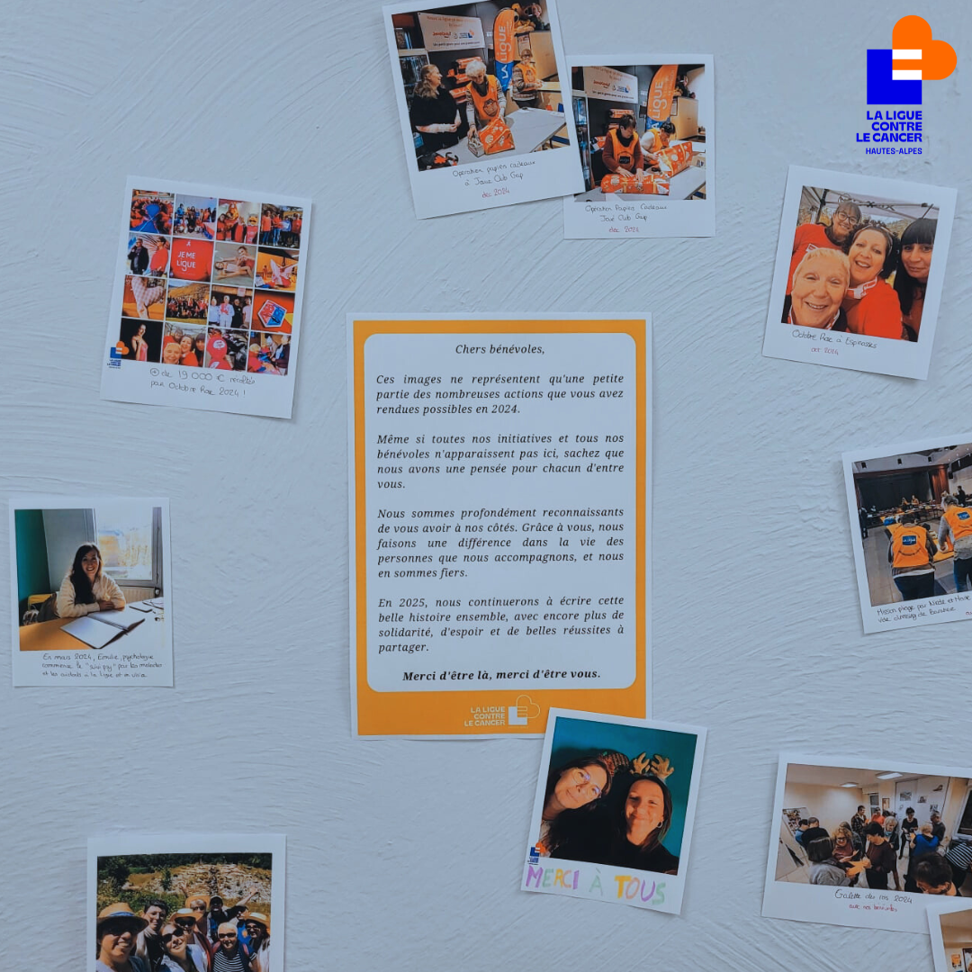 mur de photos des bénévoles