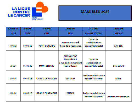 MANIFESTATIONS MARS BLEU 2026