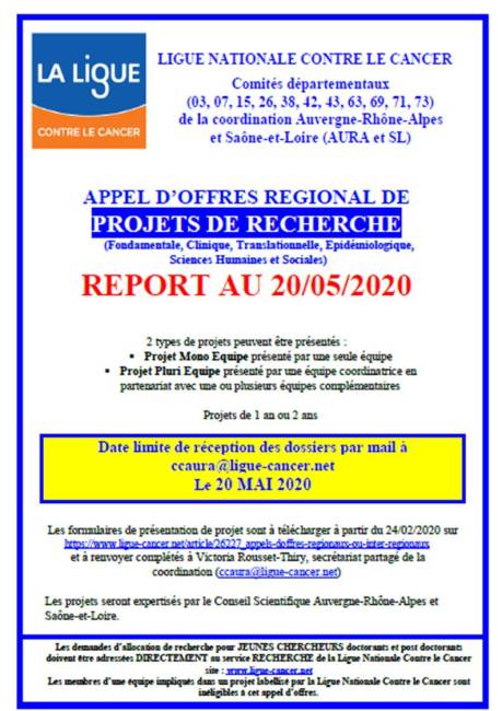 APPEL D OFFRES RECHERCHE 2020