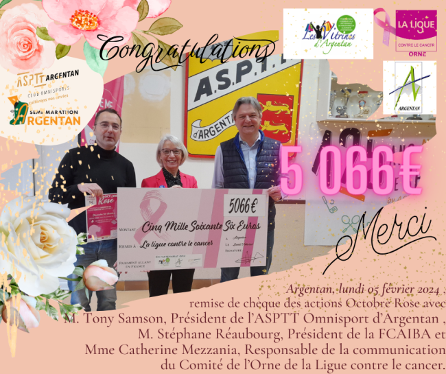 remise chèque octobre rose Argentan 2023