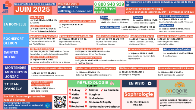 Calendrier soins de supports juin 2025