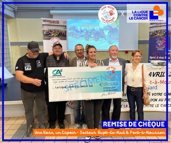 Remise de chèque 2025 | "Une Rose, Un Espoir" – Secteur Rupt-de-Mad & Pont-à-Mousson